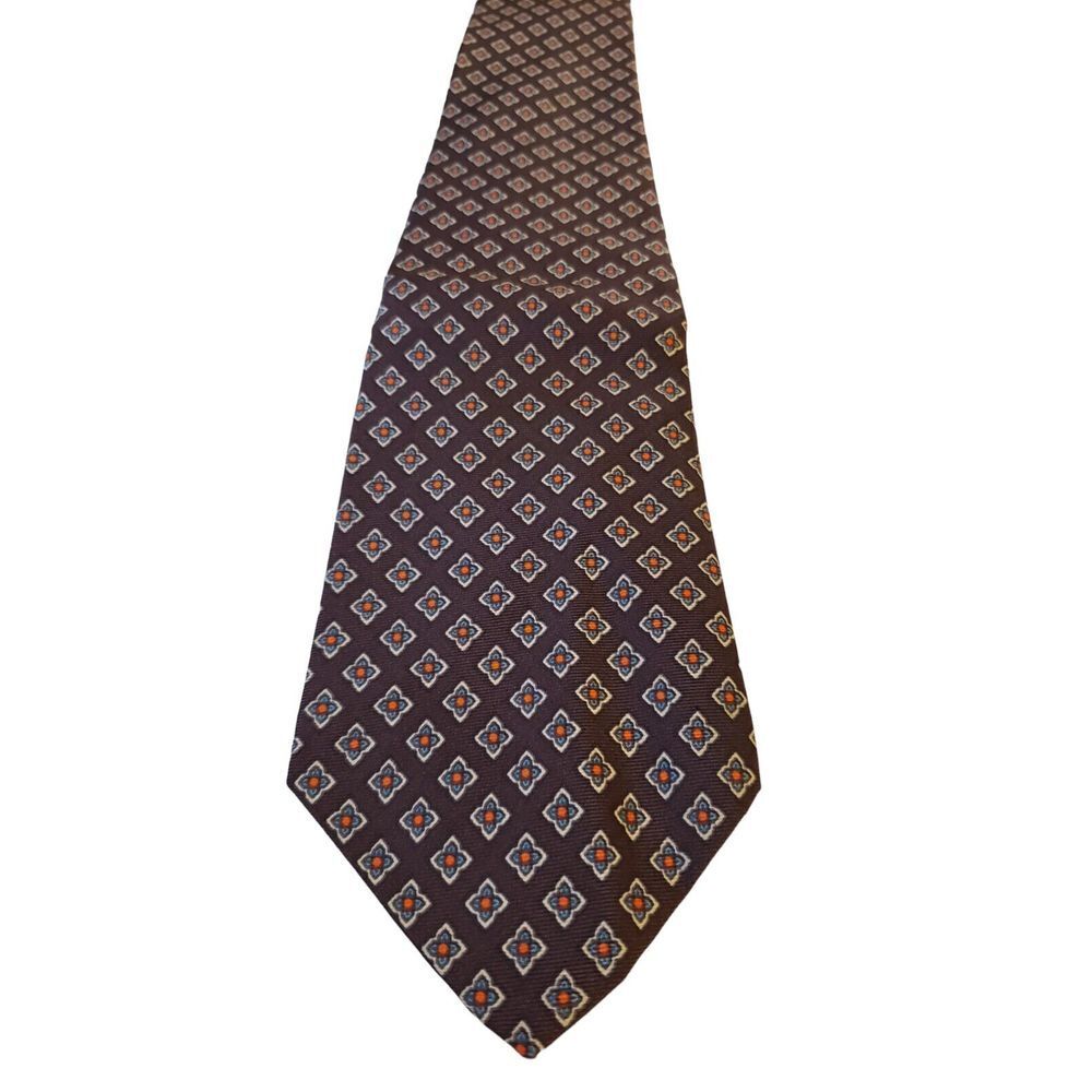 Jos A Bank Executive Collection 100% Silk Floral Geometric Foulard Tie